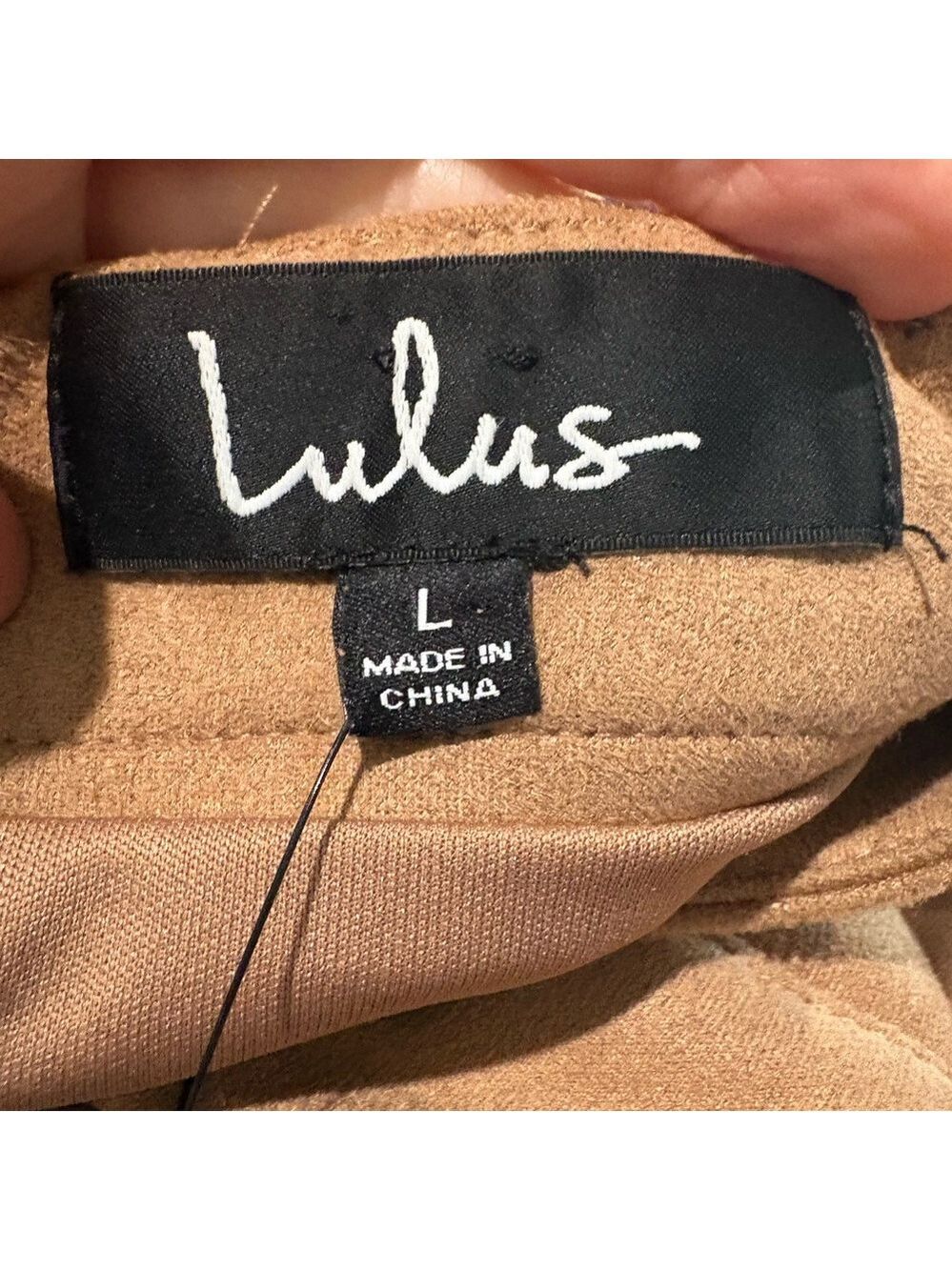 Lulus Superpower Size L faux suede pencil skirt. Camel color knee length career - Picture 9 of 11